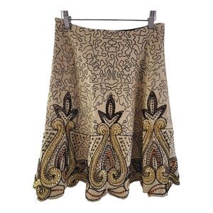 Basil Maude Hand Beaded Embellished A-line Skirt Sz 2 Boho Anthro Art To…